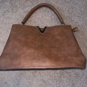 Brown faux leather crossbody purse